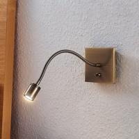 LED nástenná lampa na čítanie Mayar, ohybná/mosadz