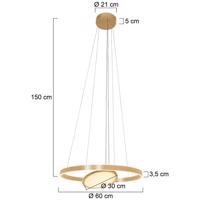 LED závesné svietidlo Ringlux 3-pl. Ø 60 cm zlatá