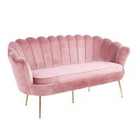 Luxusná pohovka, 3-sed, ružová Velvet látka/chróm zlatý, štýl Art-deco, NOBLIN