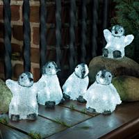 Sada piatich LED akrylových svetelných figúrok tučniakov