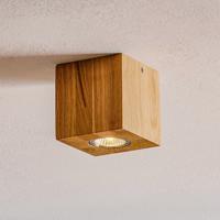 Stropná lampa Wooddream 1 sv. dub, štvorcová 10cm