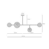 Stropné svietidlo Dione, 4-plameňové, čierna