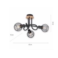 Stropné svietidlo Eugen, 3-pl. s dreveným dekórom