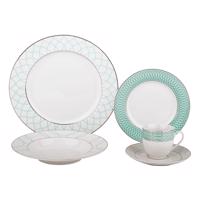 TEMPO-KONDELA DONATELLA SKY BLUE, jedálenská súprava, set 20 ks, porcelán