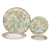 TEMPO-KONDELA DONATELLA TURQUOISE, jedálenská súprava, set 20 ks, porcelán