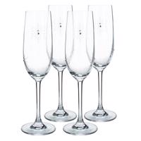 TEMPO-KONDELA SNOWFLAKE CHAMPAGNE, poháre na šampanské, set 4 ks, s kryštálmi, 230 ml