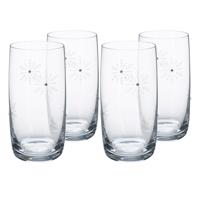 TEMPO-KONDELA SNOWFLAKE DRINK, poháre na vodu, set 4 ks, s kryštálmi, 460 ml