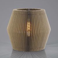 Vrstvová stolová lampa z kartónu, dvojkónický peň
